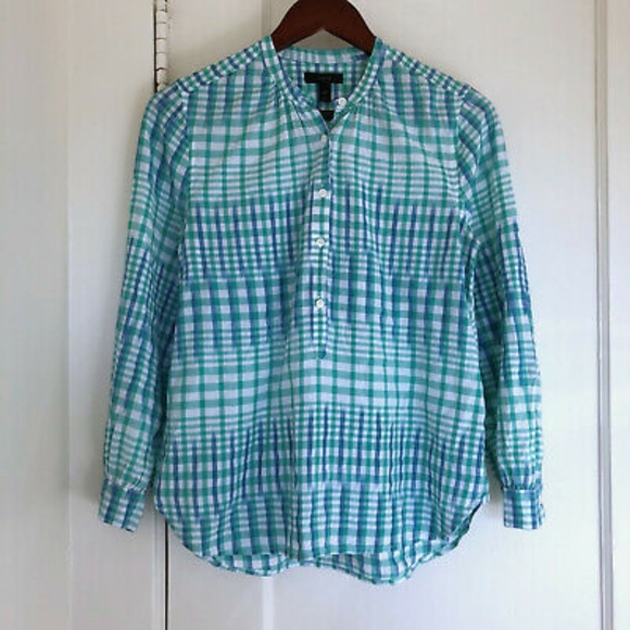 J. Crew Gingham Ikat Popover Shirt - Picture 3 of 8